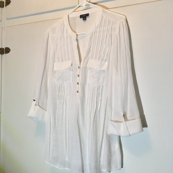 Cocomo Tops - Cocomo White Pintuck Tunic
